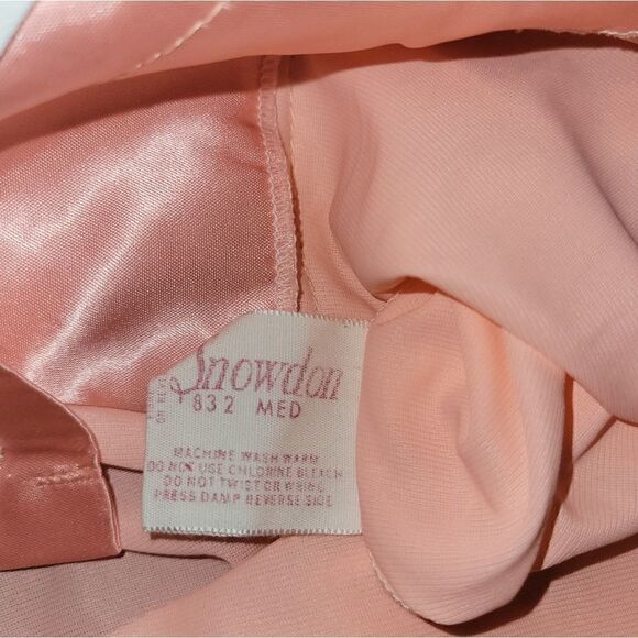 Vintage Union Made ILGWU Peach Pink Ivory Lace House Coat Robe Snowdon M - Picture 8 of 13